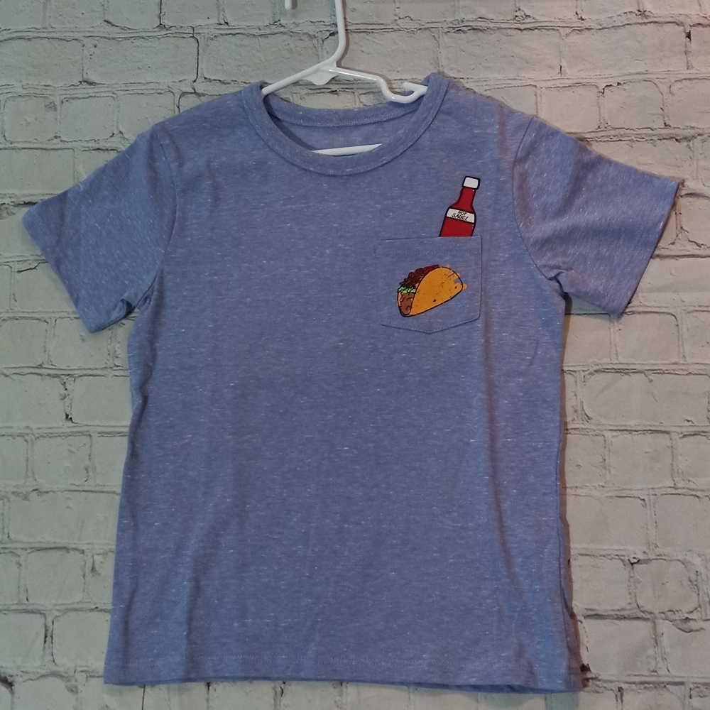 GUC Boys 4T Light Blue Short Sleeve Graphic Tee "Mahalo For Tacos"